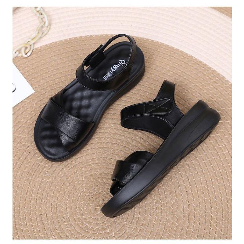 Summer Women's Shoes Platform-soled Wedge Heel Fashion One-button Open-toe Fashion Mom Fashion Sandals
