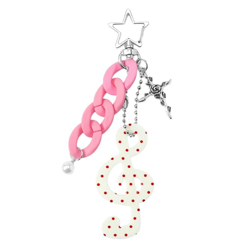 

Lovely Keychain Star Keychain Keyring Hanging Ornament Key Holder Charm Music Note Bag Charm for Handbags гарячі рожевого кольору