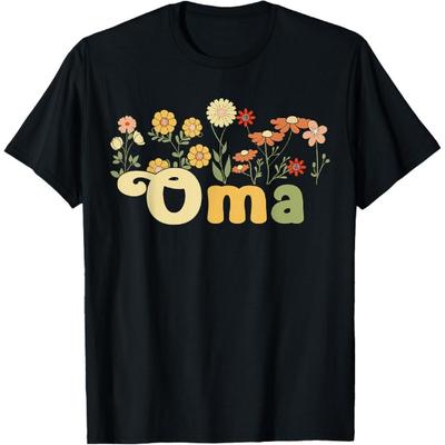 Groovy Oma Grandmother Flowers Oma Grandma T-Shirt