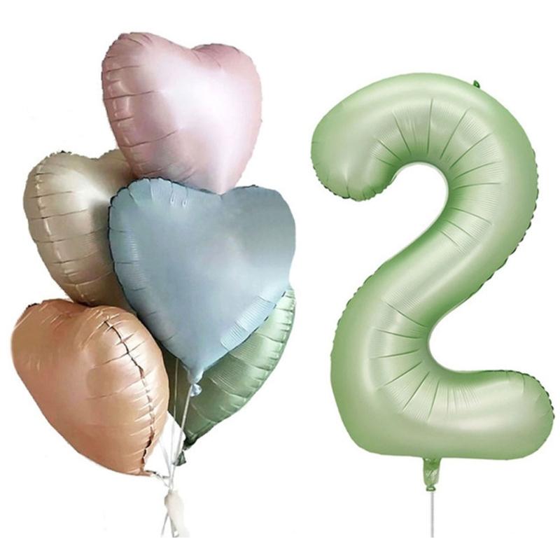 6Pcs Cream Color Number Balloon Set Beige Caramel Number 0-9 Balloon Foil Helium Ball Birthday Wedding Party Decoration