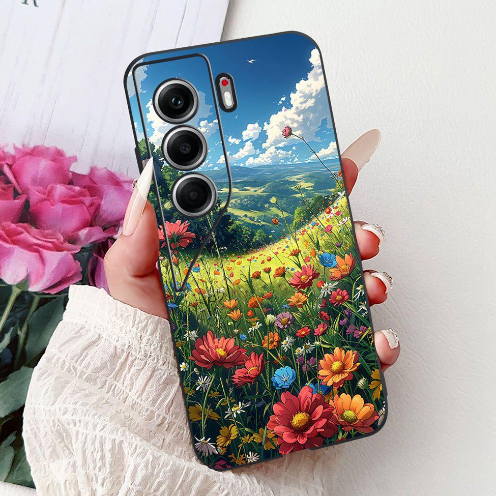 For Tecno Camon 40 Case CM5 Silicone Cute Cat Fashion Flowers Funny Painted Back Cover For Techno Camon 40 Phone Case Bumper
