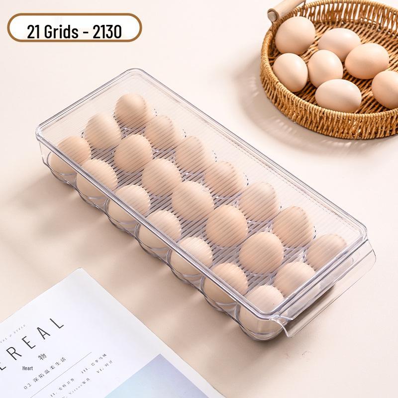 Egg Storage Box with Lid, Food-Grade Plastic, Kitchen Refrigerator Organizer