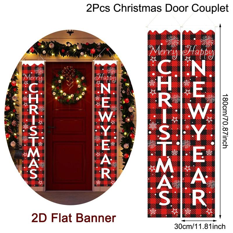 2026 Christmas Door Banner, Santa Snowman Wall Decals, Merry Xmas Home Decor, New Year Gift, Navidad Natal Holiday Couplet