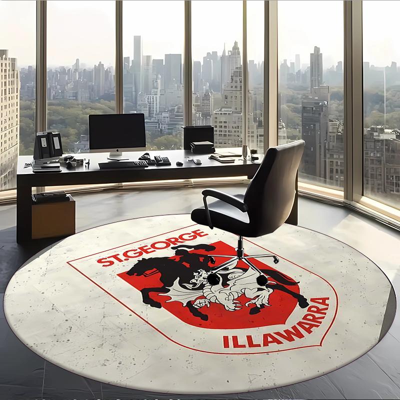 St George Illawarra Dragons (14) Runder Büroteppich Dekorativer Bodenteppich für Büro Schlafzimmer Wohnzimmer und Wohnbereich