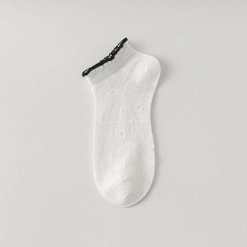 

Женские носки, Летние тонкие хлопковые носки в студенческом стиле, Антибактериальные сетчатые дышащие бесшовные носки-лодочки 1 pair