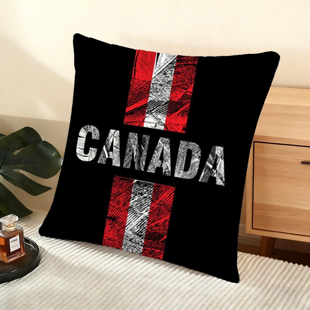 Canada Canadian Flag Ca Leaf Cushion Cover Soft Short Plush Pillow Cover Smooth Cozy Texture Aesthetic Cushion Case Home Decor