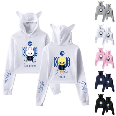 Sweat-shirt à capuche élégant pour femmes avec imprimé Stray Kids, haut tendance à manches longues.