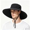Men's Summer Removable Top Big Brim Bucket Hat Outdoor Mountaineering Breathable Waterproof Sunscreen Sun Hat