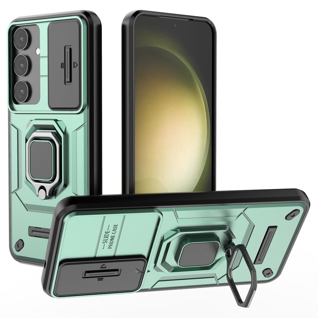 For Samsung Galaxy S25+ Case PC+TPU Kickstand Phone Protector with Lens Cover