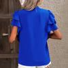 Women's V-Neck Casual Double-Layer Ruffle Sleeve Color Shirt Top