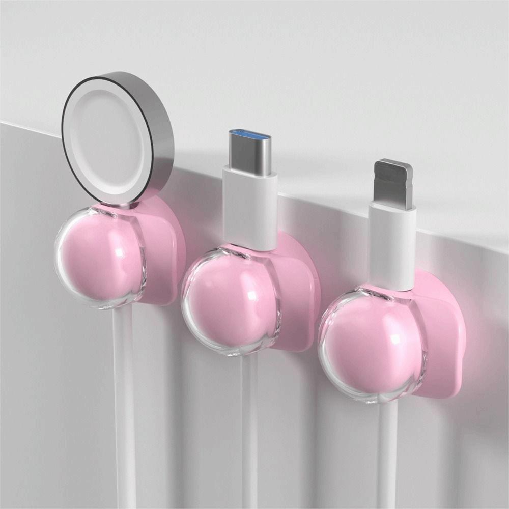 

3Pcs New Smooth Adjustable Desktop Cable Clip Self Adhesive Acrylic Cable Organizer Universal Data Cable Buckle Desk Management розовый