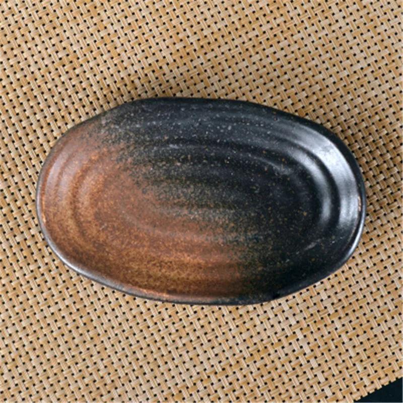 Oval Sushi Dish Japanese Ceramic Bone Plate Dinner Dishes Snack Ceramic Dinner Plates Dish Set Serving Dish Restaurant Supplies