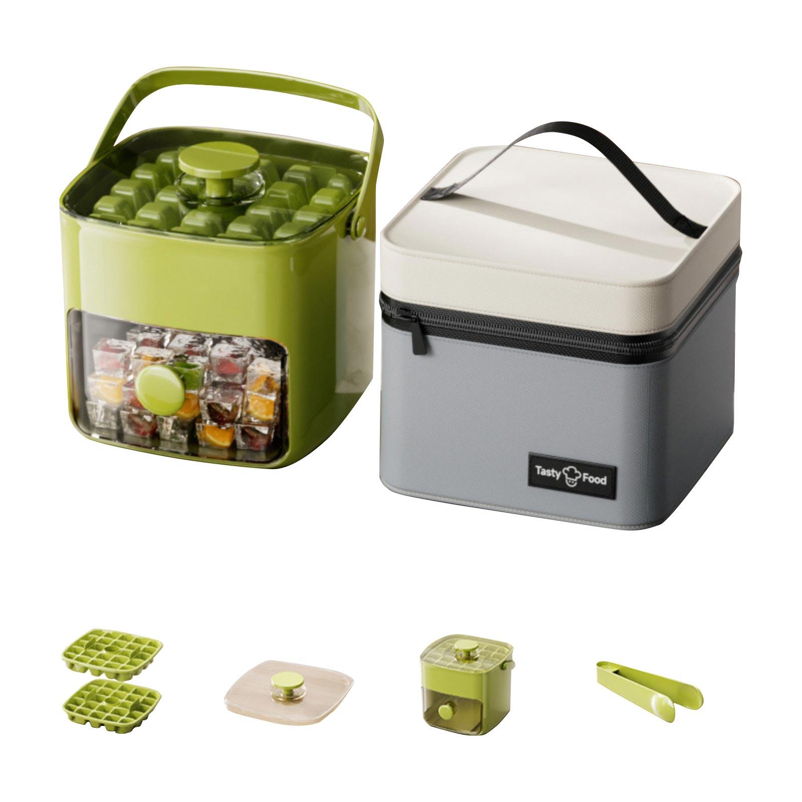 Press The Ice Tray With Lid, Ice Trays, - Double Layer Ice Maker With Press Lid One Size зелёный