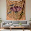 Lotus Bird Tapestry Wall Hanging, Warm Brown Floral Decor Art, Boho Wall Decor for Bedroom Living Room Dorm