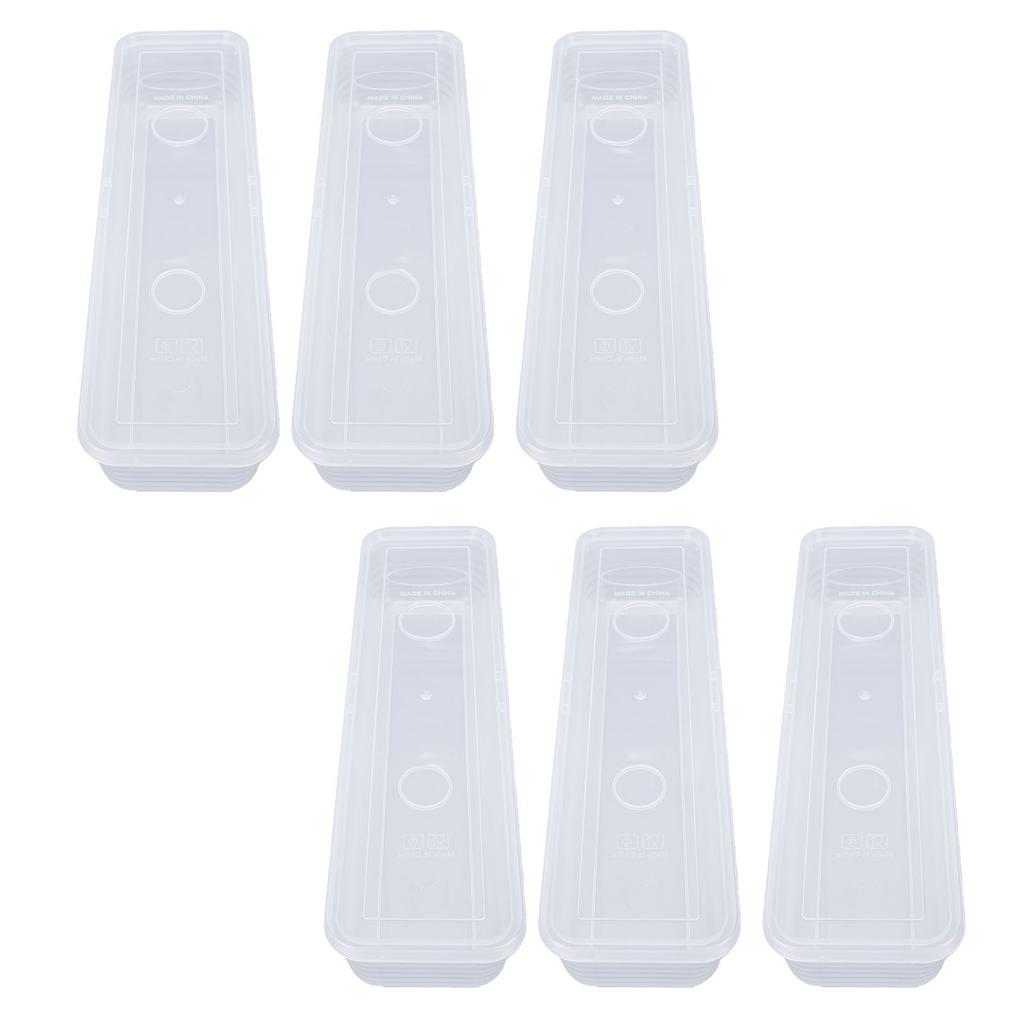 6PCS Rectangular Clear Storage Containers Stackable Refrigerator Organizer Bins for Onions Cilantro Garlic Pasta Eggs