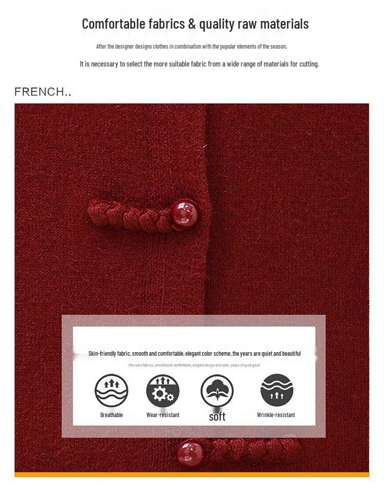 Women's Chinese Style Knit Cardigan for Fall & Winter