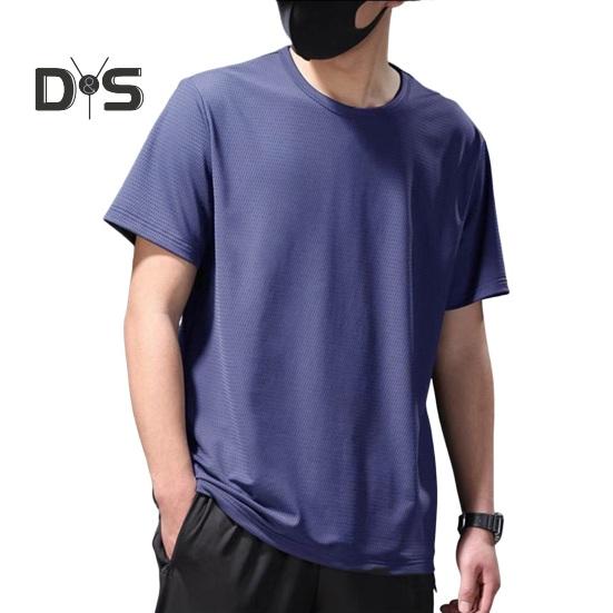 

Мужская летняя футболка Сплошной цвет ледяного шелка Тонкая сетка Быстросохнущая средней длины с круглым вырезом с короткими рукавами Мягкий дышащий пуловер Спортивный повседневный мужской тренинг в тренажерном зале 2XL темно-синий