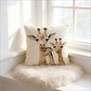 Cute Giraffe Family Pillow Cover 2D Faux Embroidery Print Whimsical Safari Animal Cushion Case For Sofa Bed Couch Cozy Kids Home