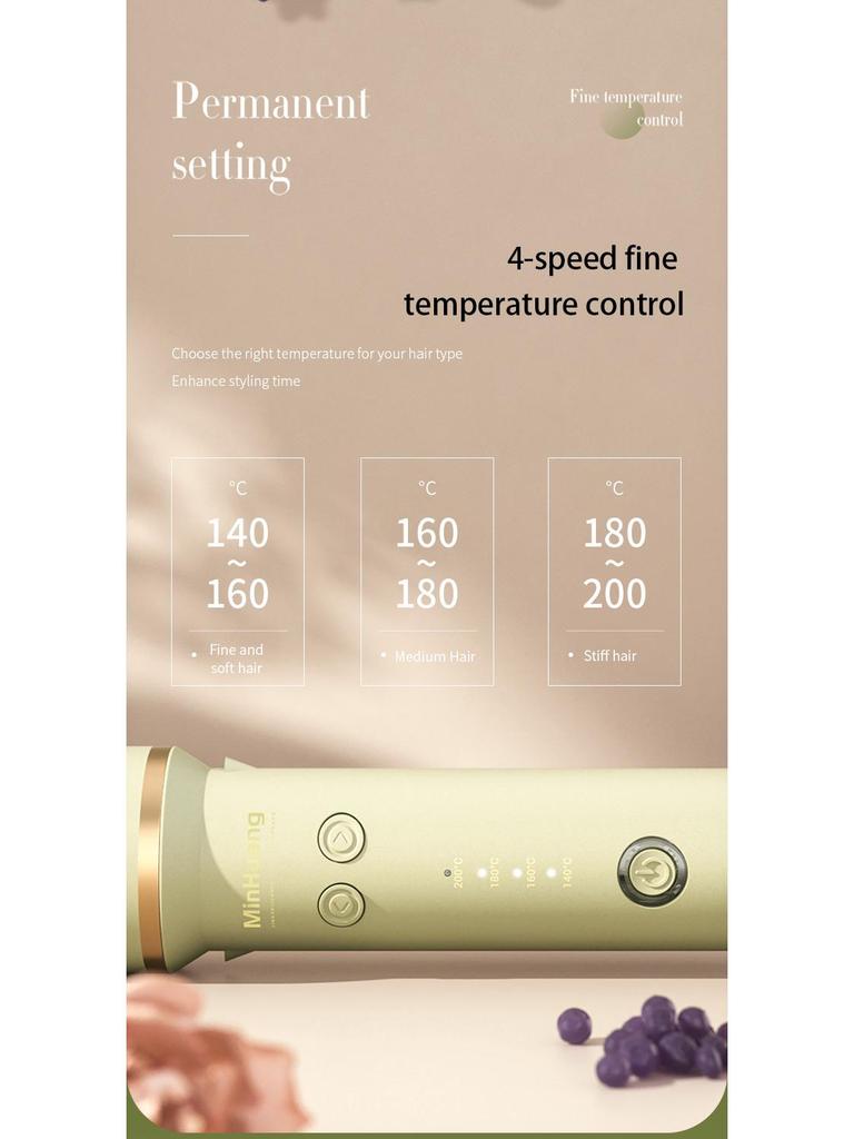 Min Huang 32mm Auto Rotating Curling Iron with Hair-Friendly Grooves for Long-Lasting Big Waves