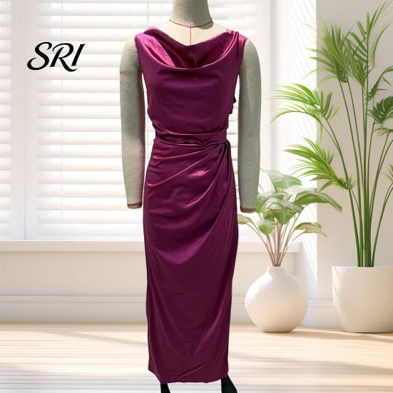 Noble Color Women Dress Women's Satin Ruched High Slit Bodycon Maxi Sexy Sleeveless Evening Cocktail Party Wedding Guest Formal Prom Gown