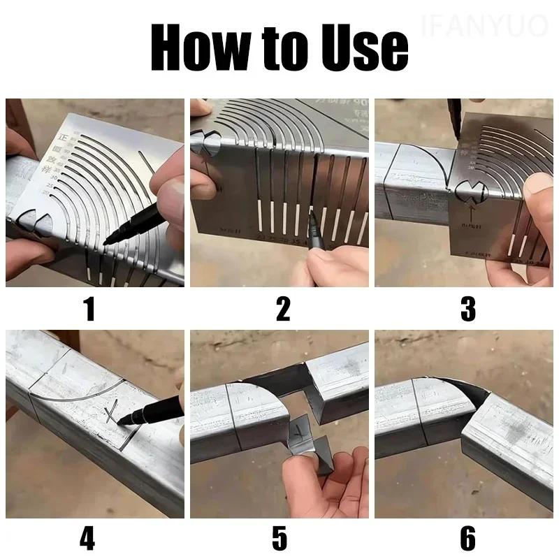 Arc Marking Ruler Right Angle Construction Arc Parallel Drawing Tool 90 Degree Folding Ruler for Metalworking Cutting Guide