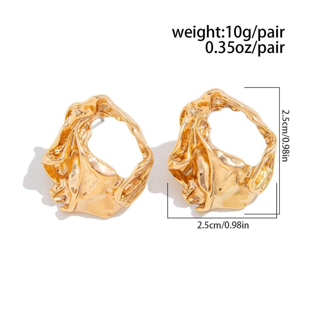 Salircon Vintage Unregelmäßige Verdrehte Metallstecker-Ohrringe Damen Übertreiben Punk Hohl Aus Piercing-Ohrringe Mode Schmuck Neu