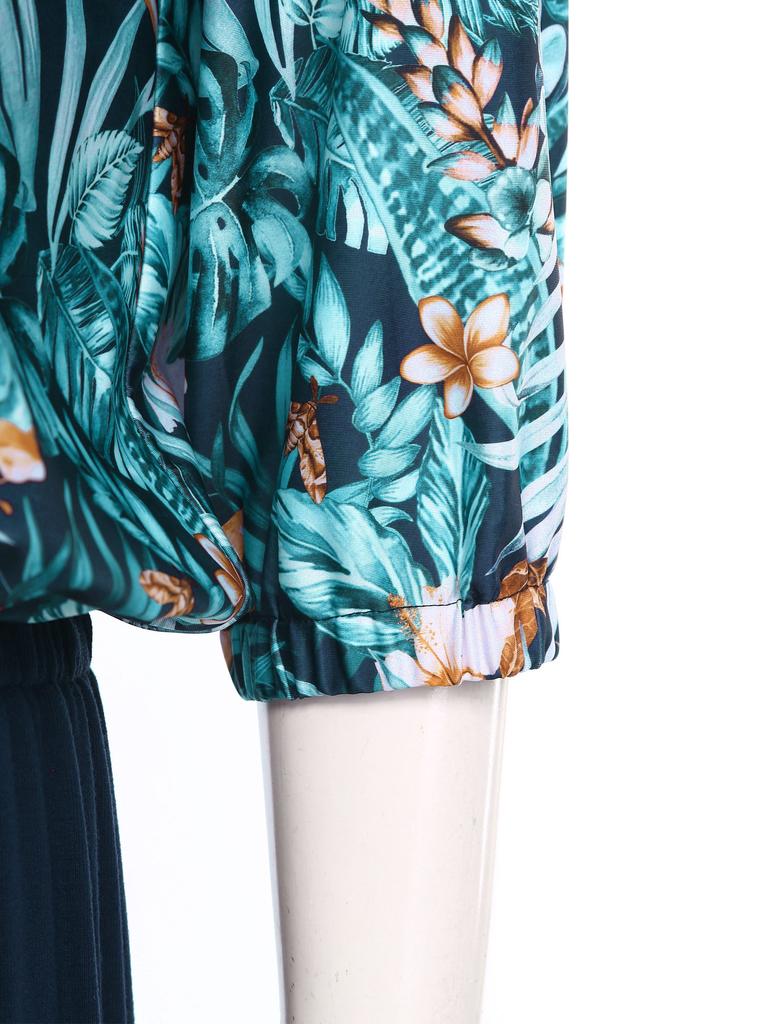 S-XXL Women Alzheimer Elderly Anti-Strip Adaptive Printed Jumpsuit V Neck 3/4 Sleeve Wide Leg Back Zipper Nursing Rompers for Special Needs