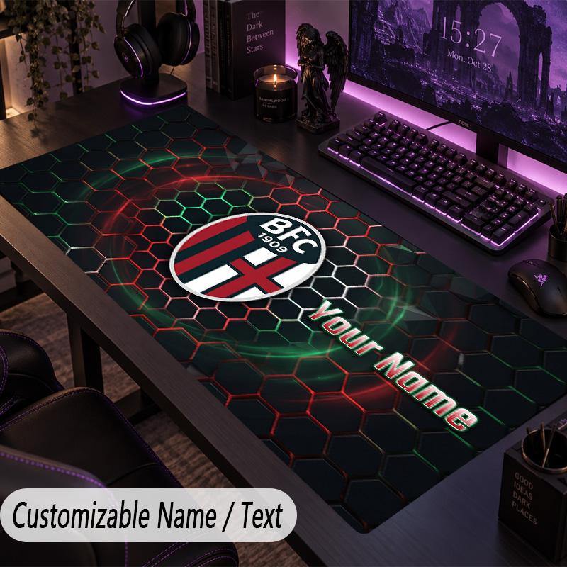 Custom Text Big Mousepad, Extended Desk Pad For Laptop Work GameBologna FC
