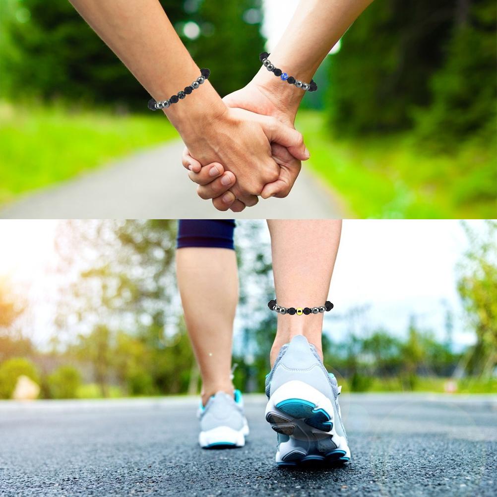 5Pcs Anti Swelling Black Obsidian Anklet Magnetic Therapy Bracelet Adjustable Weight Loss Magnet Anklet for Men Women