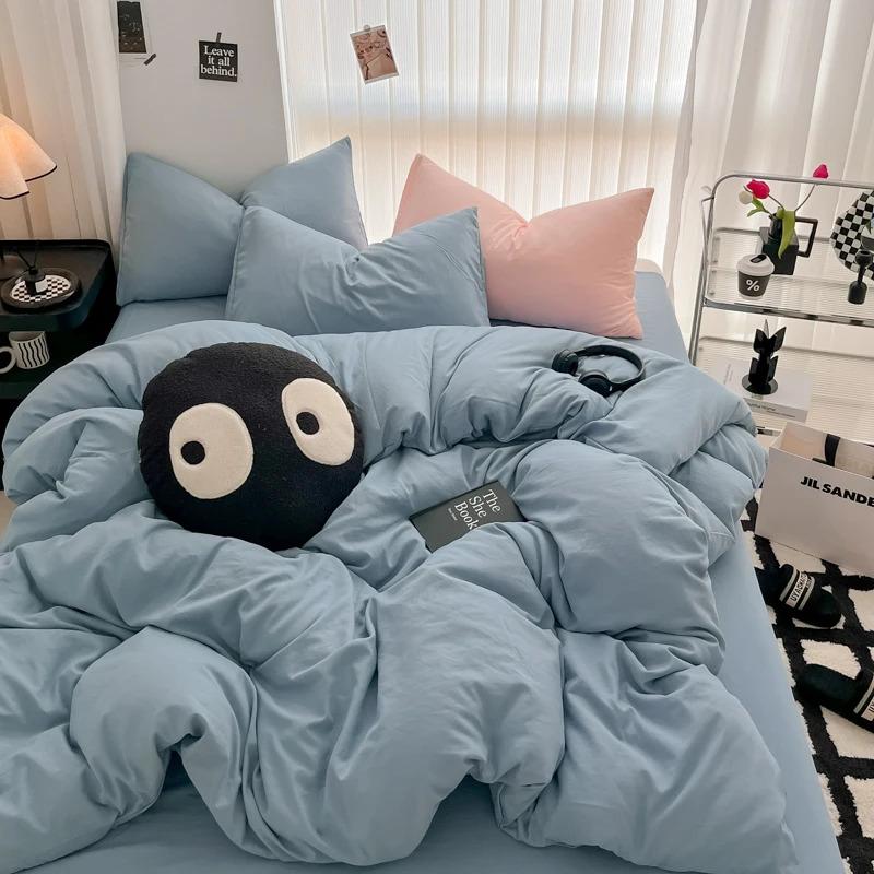 Pure Black Duvet Cover Microfiber Solid Color Bedding Set,3pcs Comforter Cover Home Bedroom Decor Quilt Cover with 2 Pillowcase