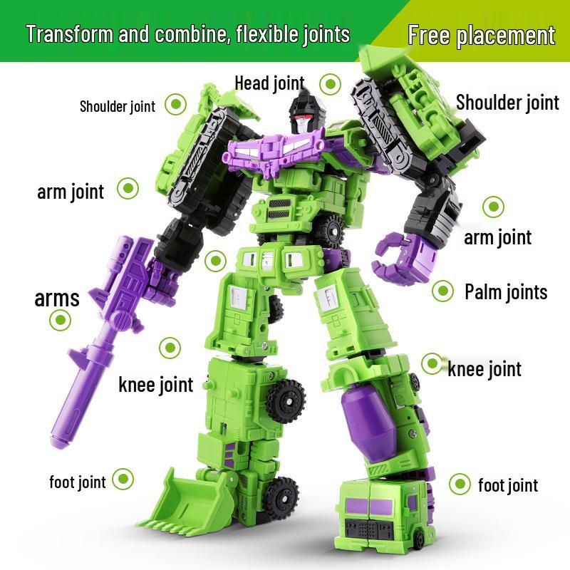Little Hercules Six-in-One Excavator Robot Toy Set for Kids