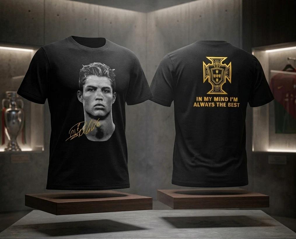Cristiano Ronaldo Vintage Tee, Black Gold Soccer Fan Shirt, Unisex Football