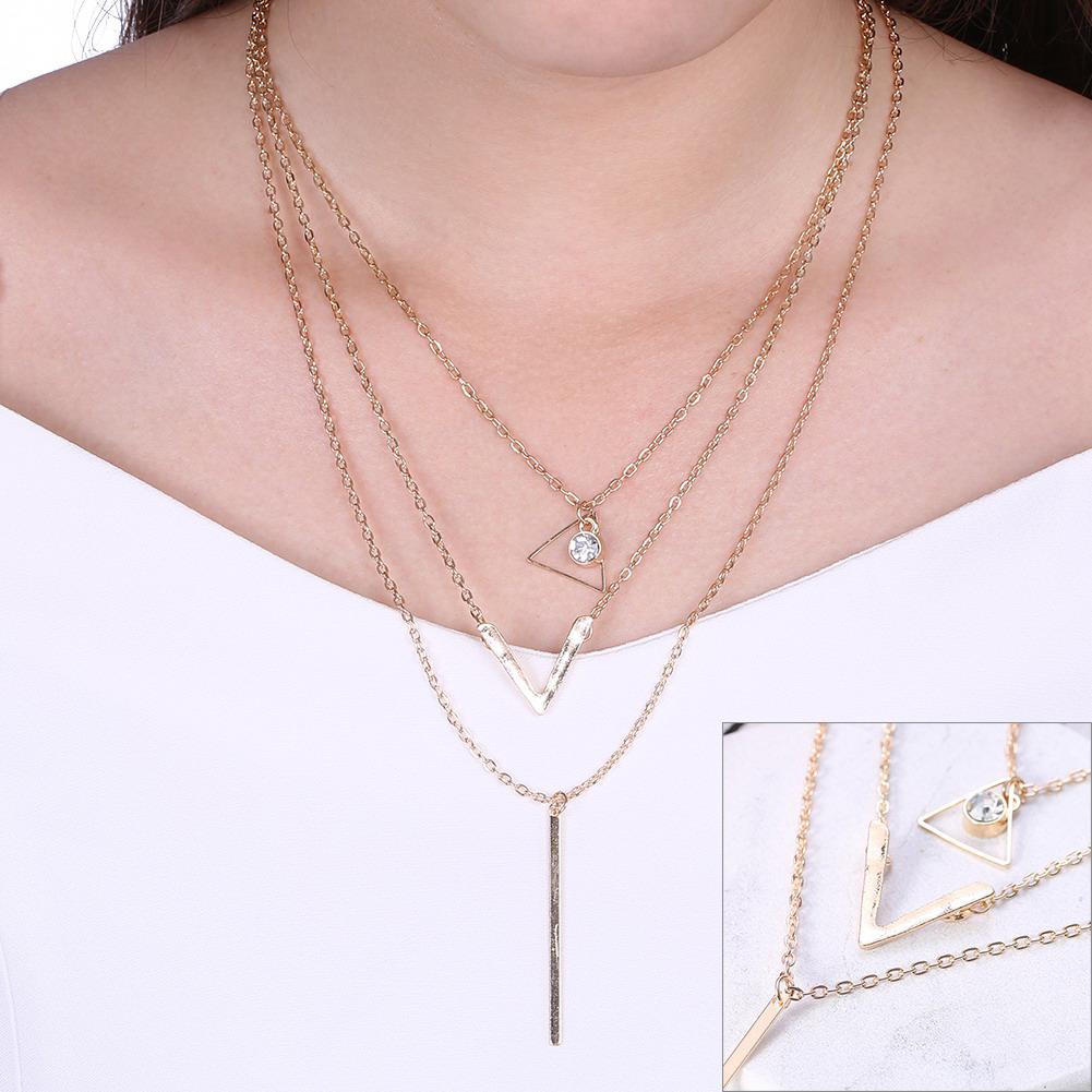 Fashion Lady Women Jewelry Multi layer Necklace Clavicle Chain Collar Pendant Accessory