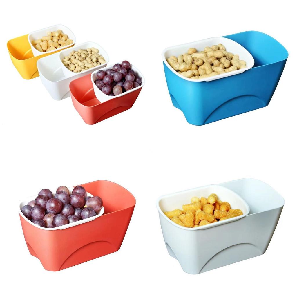 Caja de Snacks de Doble Capa con Drenaje para Almacenamiento de Frutas y Caramelos