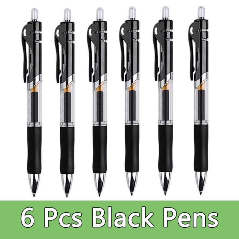 

Press Gel Pen Signature pens Refill Press Blue Black Red Pen Bullet tip Gel Pen School office supplies stationery 6pcs чёрный