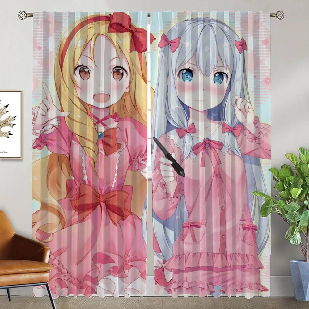 Kitchen Curtains for Living Room Curtain Eromanga Sensei Shades Home Interior Curtains 2 Pieces Halloween Decoration Partition