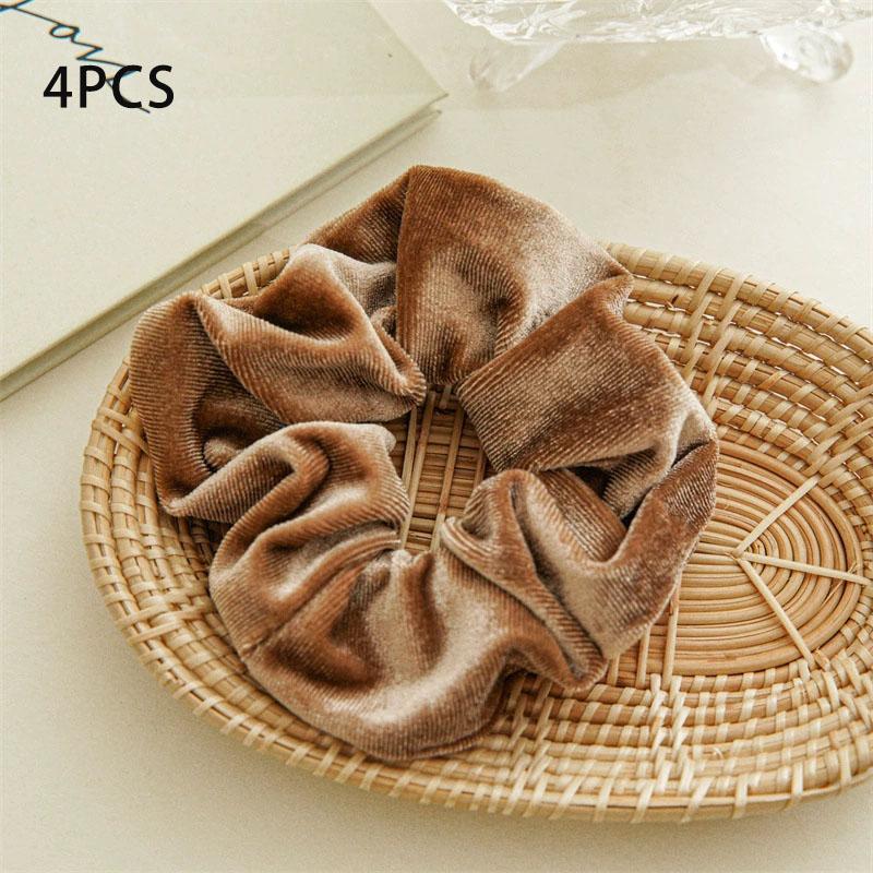 

4 ШТ Жіноча гумка для волосся М який головний убір Велика еластична гумка для волосся Вінтажні оксамитові скранчі Дівчина Тримач для хвостика Аксесуари для волосся Size fits all