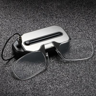 Faltbare Lesebrille für Männer und Frauen ohne Brillenbeine, Schlüsselanhänger-Etui und Leser, rechteckige Lesebrille