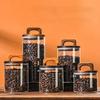 1pc Glass Food Storage Jars with Wooden Lid Coffee Beans Candy Tea Grains Glass Canister Home Snacks Kitchen Storage Containers