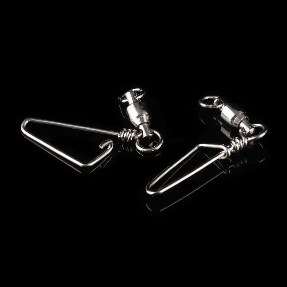5/10pcs Durable Solid Ring Size 0# To 8# Rolling Swivel Heavy Duty Ball Fishing Snap Connector with Pin Bearing Barrel
