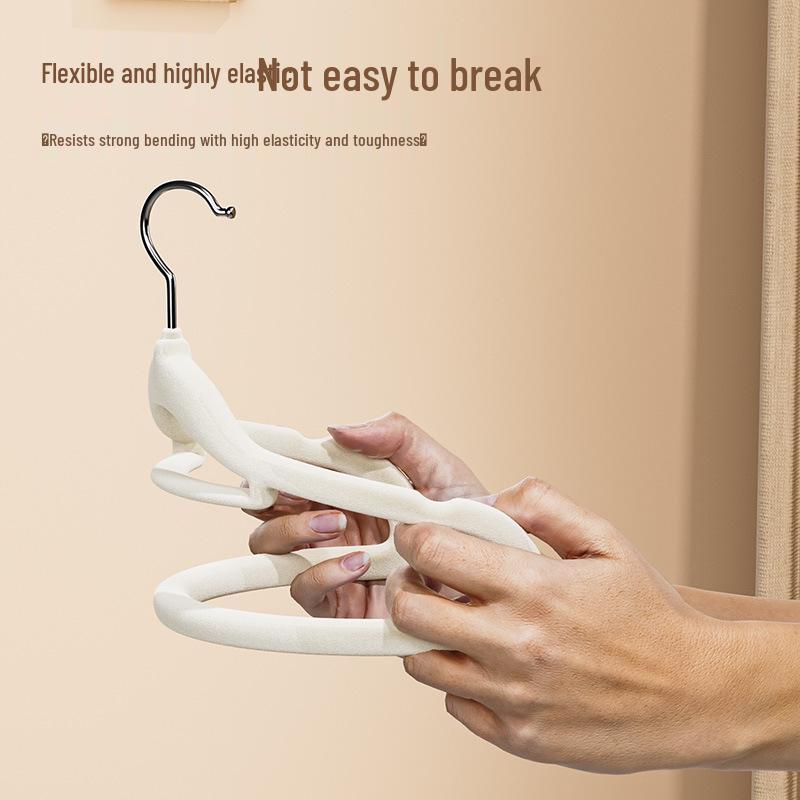 Semi-Circular Non-Slip Flocked Hanger: Traceless, No Shoulder Bumps, Shed-Free, Ideal for Home and Dorm Drying.
