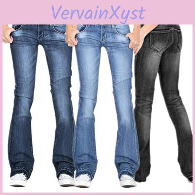 Skinny Womens Pants Flare Jeans Womens Pants Long Solid Color Jeans