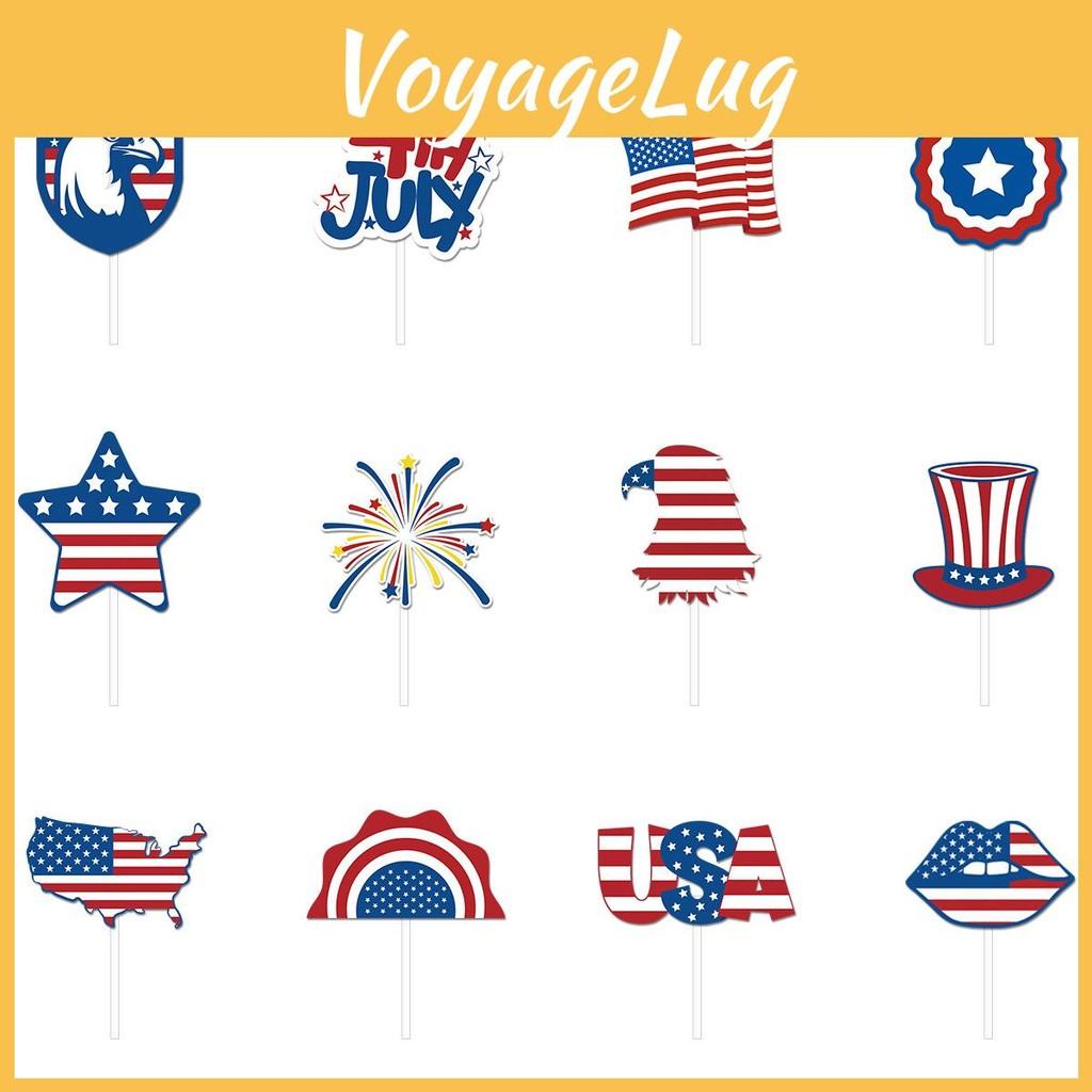 Independence Usa Day Flag Cake Insert Card For Party Table Dessert Decoration
