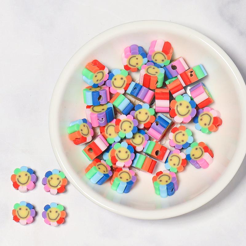 50Pcs Cute Soft Pottery Fruit Bead Clay Animal Pattern Loose Bead  Diy Children Girl Charm Jewelry Bracelets Necklace Supplies