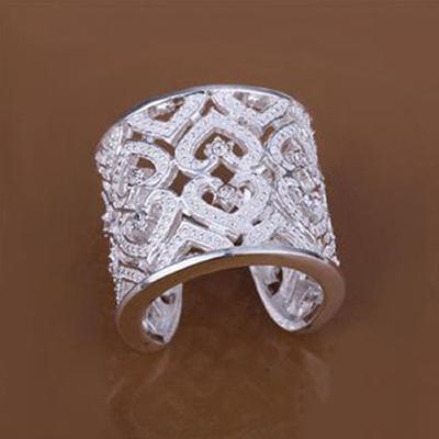 Women's Cutout Love Heart Wide Band Open Ring