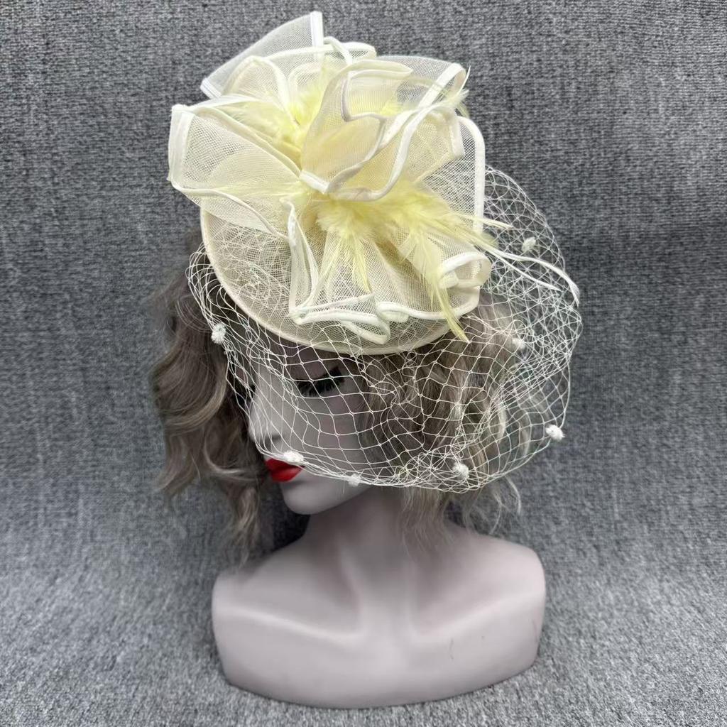 Fascinator Celebrity Vintage British Style Mesh Head Flower Top Hat Children's Performance Stage Veil Hairpin