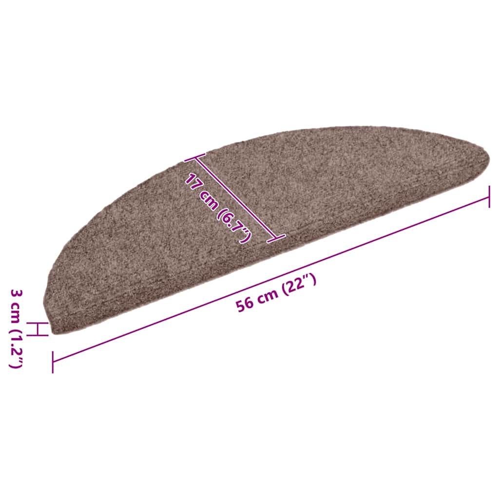 Self Adhesive Stair Treads 10 pcs 56 x 17 x 3 cm Light Brown Semi Round