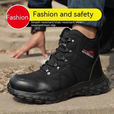 Nowe Męskie Buty Robocze Bez Poślizgu z Stalowym Podnoskiem Antyzgnieceniowe Antyprzebiciowe Botki Platformowe Outdoor Botas Męskie