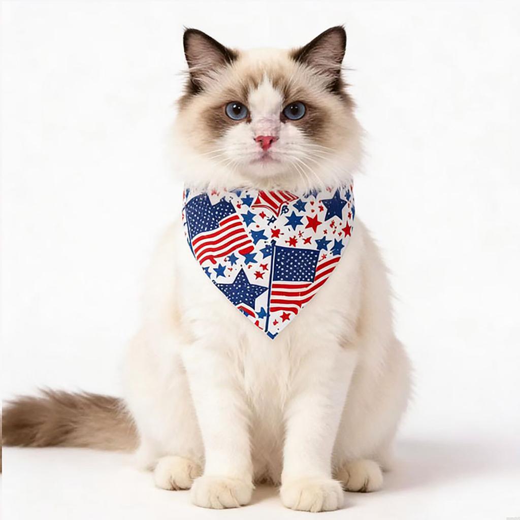 Pet Bandana with Distressed Flag Print Triangular Scarf for Dogs Adjustable Neck Accessory for Independence Day Outdoor Events