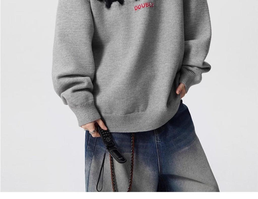 Men's Winter Cartoon Fleece Sweater - Round Neck, Loose Fit, Versatile for Casual Couples